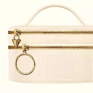 Gaultier Divine Vanity Case Pouch Cosmetic Bag Cream Golden New Authentic